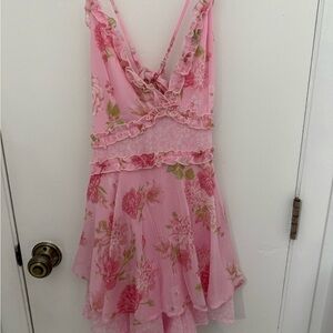 Floral Pink Ruffle Dress